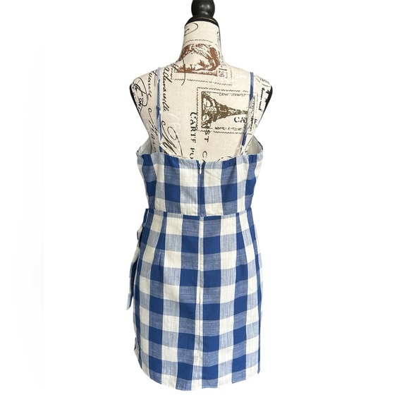 Blu Pepper adorable linen/cotton blend blue and white checkered sundress large - Picture 4 of 9